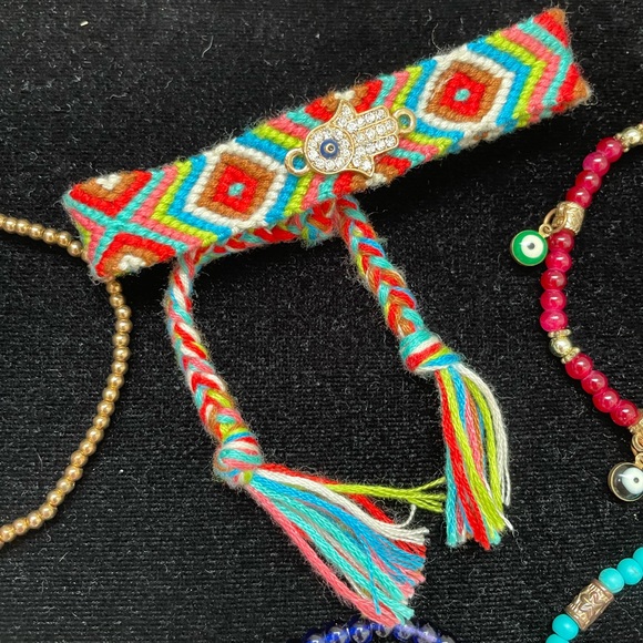 Colorful Beaded Bracelet set - Evil eyes and the Hand of Fatima - Picture 4 of 9